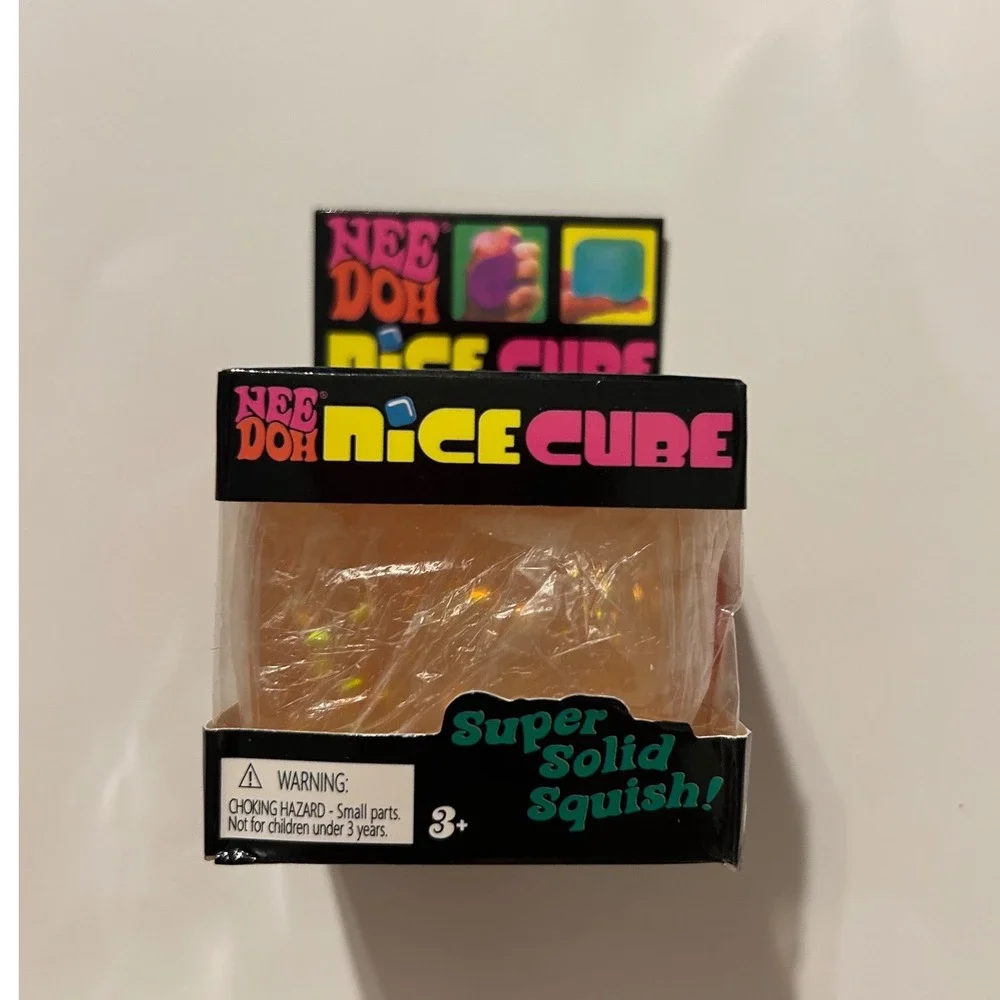 Schylling NeeDoh Nice Cube Orange Translucent Solid Squish Fidget Toy NIB